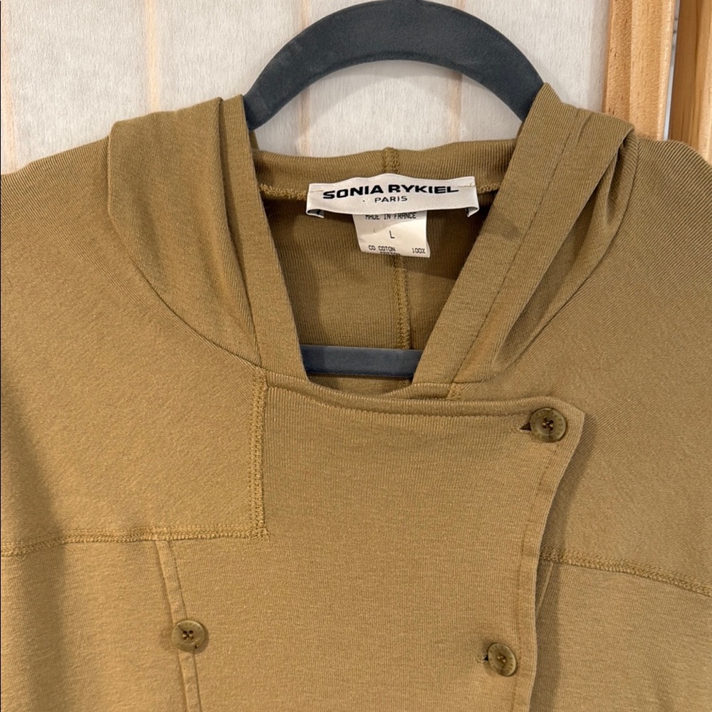 Sonia Rykiel Tan Double Breasted Hooded TShirt Jacket